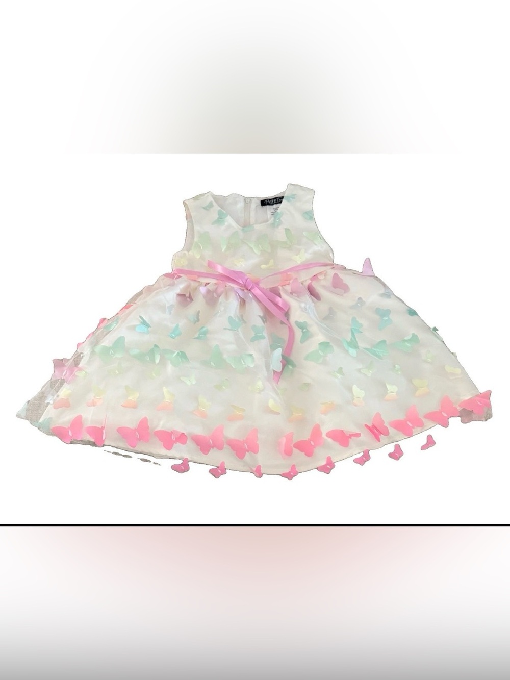 Rare Too! white mesh tulle fit-and-flare dress in pink 3-D butterflies size 2T